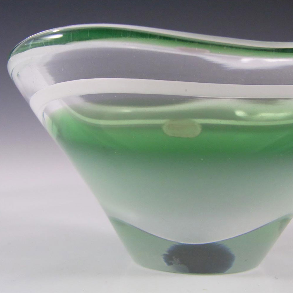 (image for) Flygsfors Coquille Green Glass Bowl by Paul Kedelv Signed '61 - Click Image to Close