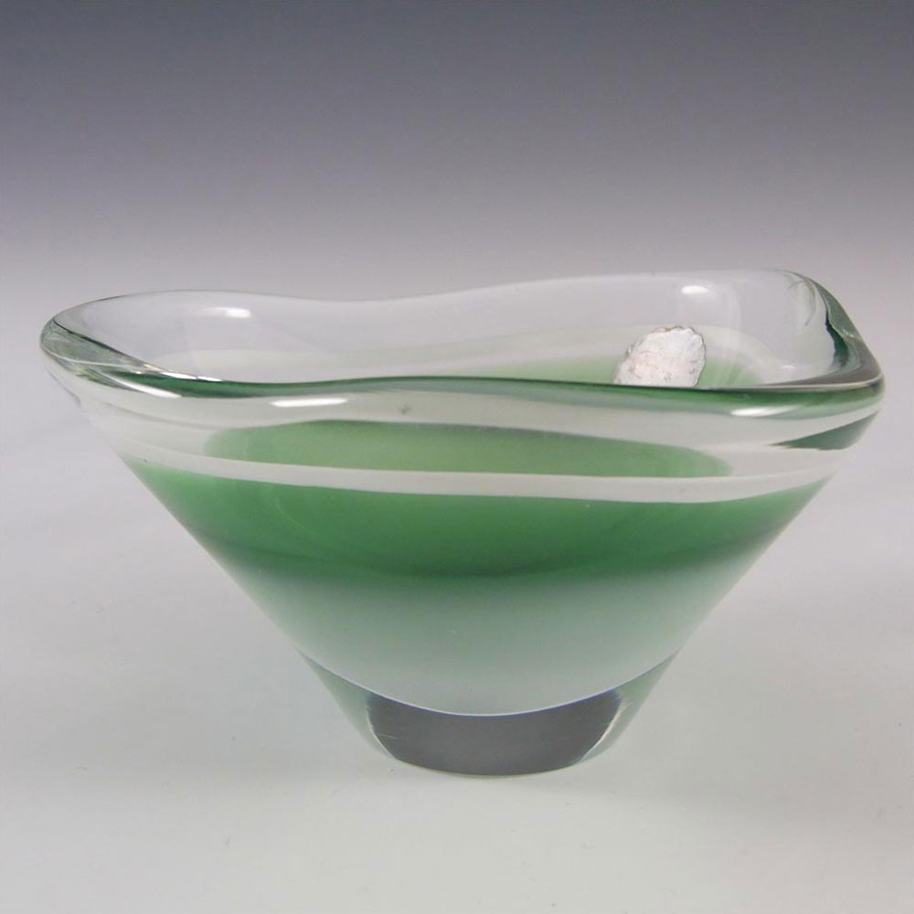 (image for) Flygsfors Coquille Green Glass Bowl by Paul Kedelv Signed '61 - Click Image to Close
