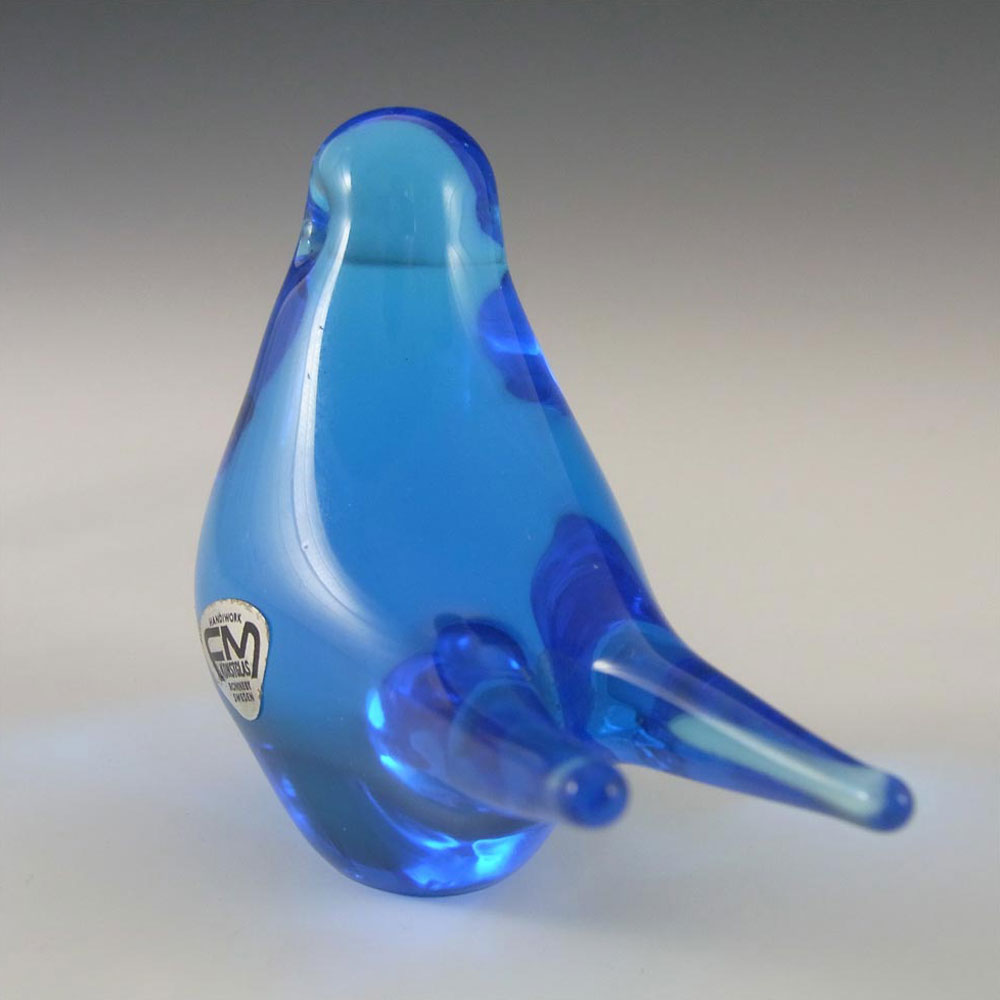 (image for) FM Konstglas/Ronneby Swedish Blue Glass Bird - Labelled - Click Image to Close