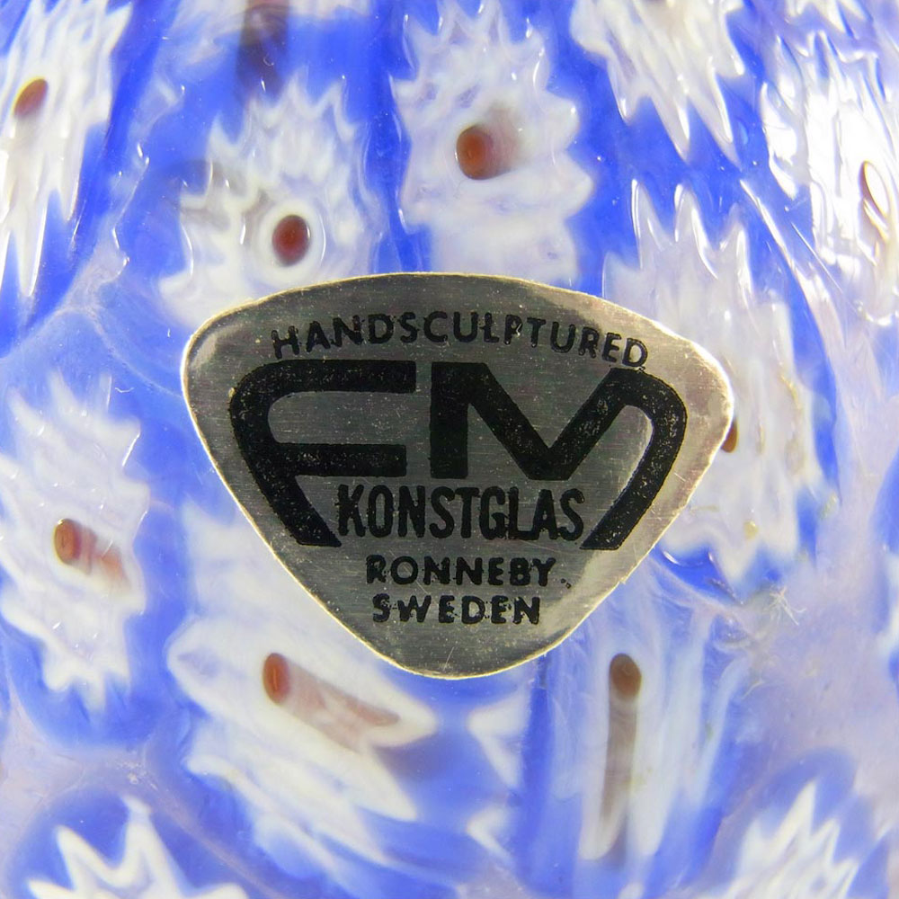 (image for) FM Konstglas/Ronneby Swedish Glass Millefiori Vase - Label - Click Image to Close