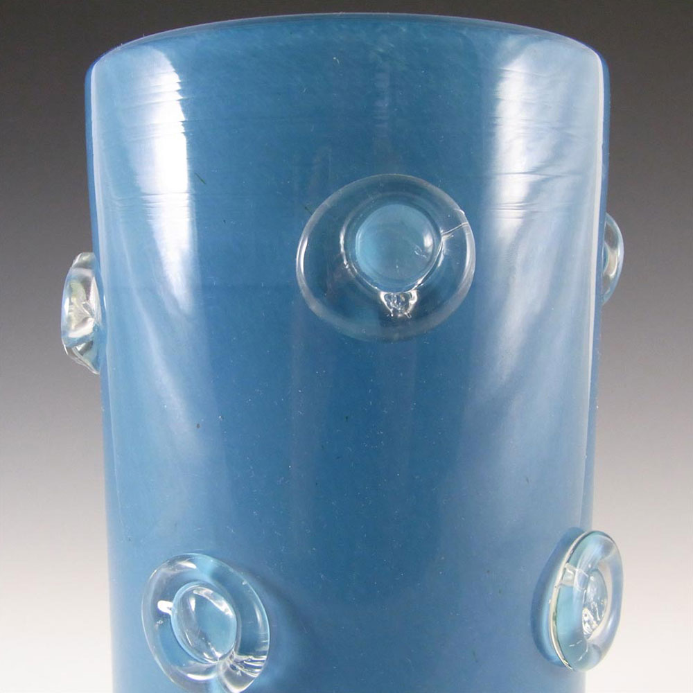 French Blue Glass Vase - Signed 'France Gellows UR 63' - Click Image to Close