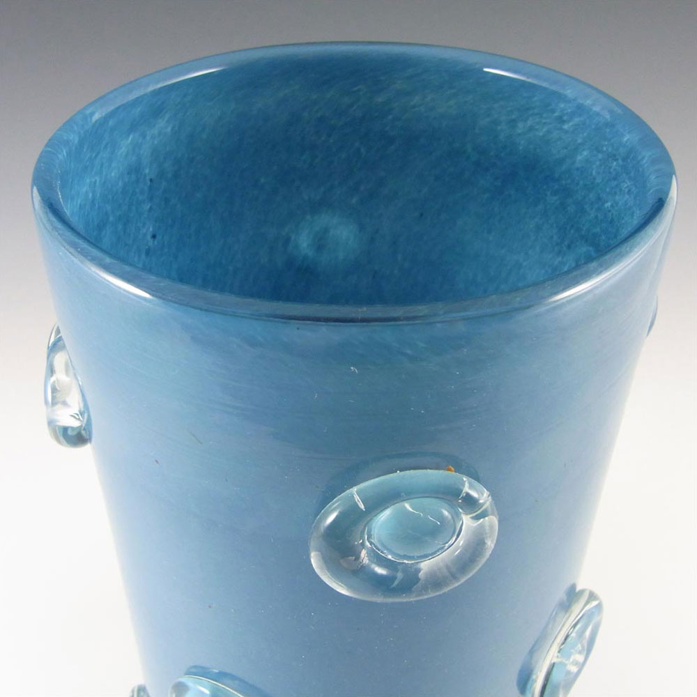 French Blue Glass Vase - Signed 'France Gellows UR 63' - Click Image to Close