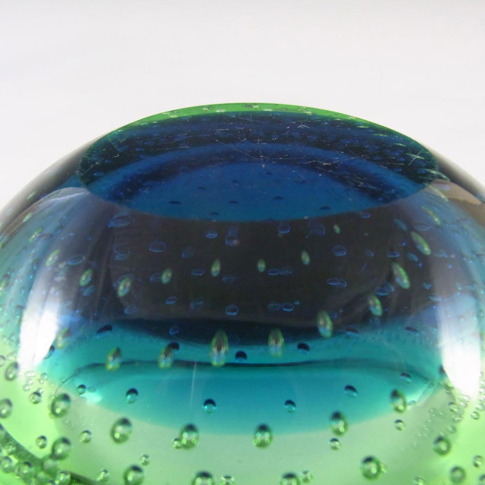 (image for) Galliano Ferro Murano Blue & Green Glass Bullicante Bowl - Click Image to Close