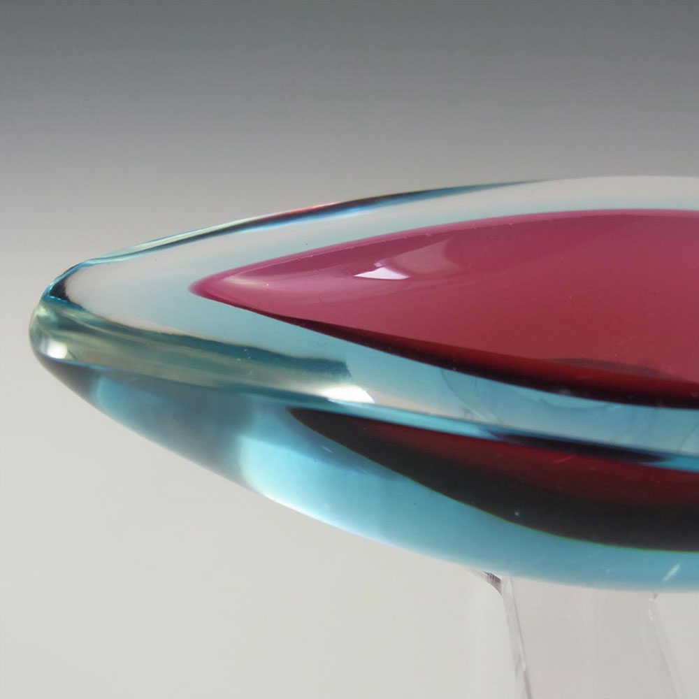 Murano Geode Purple & Turquoise Sommerso Glass Triangle Bowl - Click Image to Close