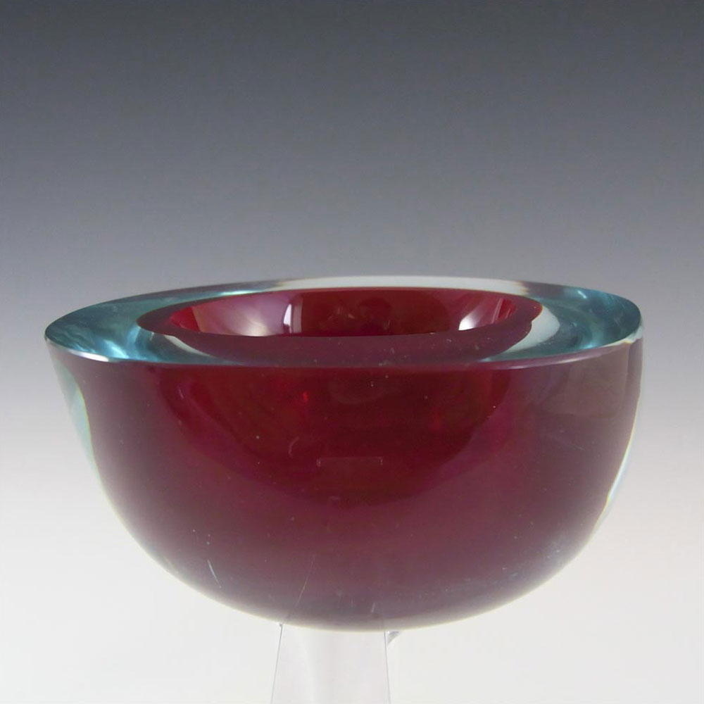 Murano Geode Red & Turquoise Sommerso Glass Circle Bowl - Click Image to Close