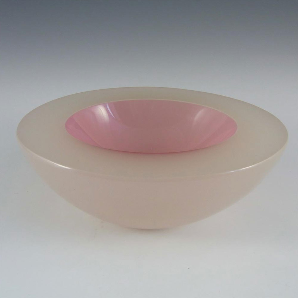 Murano Geode Pink & White Sommerso Glass Circle Bowl - Click Image to Close