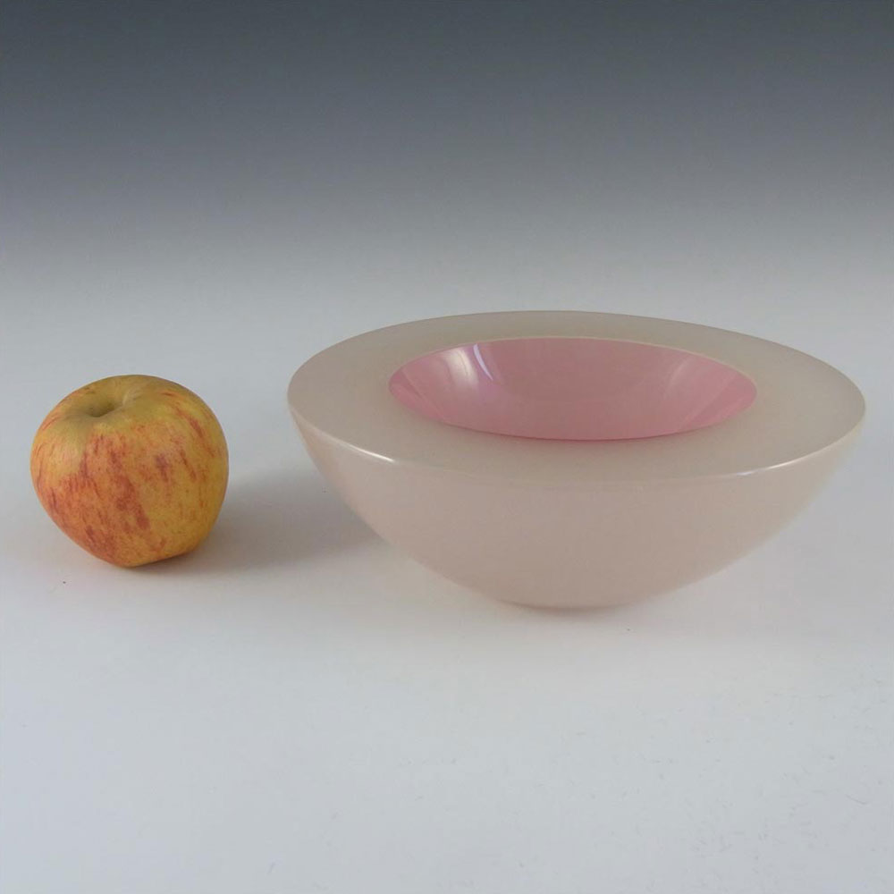 Murano Geode Pink & White Sommerso Glass Circle Bowl - Click Image to Close