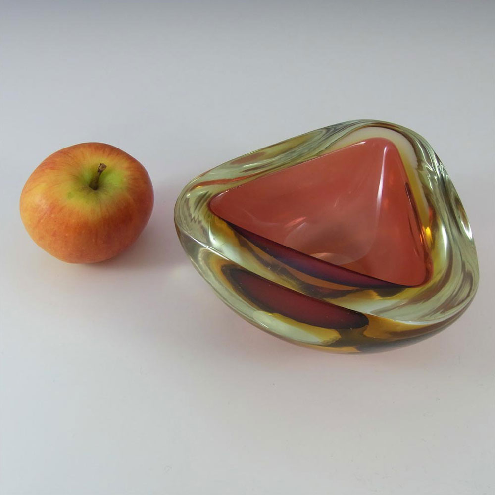 (image for) Murano Geode Brown & Amber Sommerso Glass Triangle Bowl - Click Image to Close