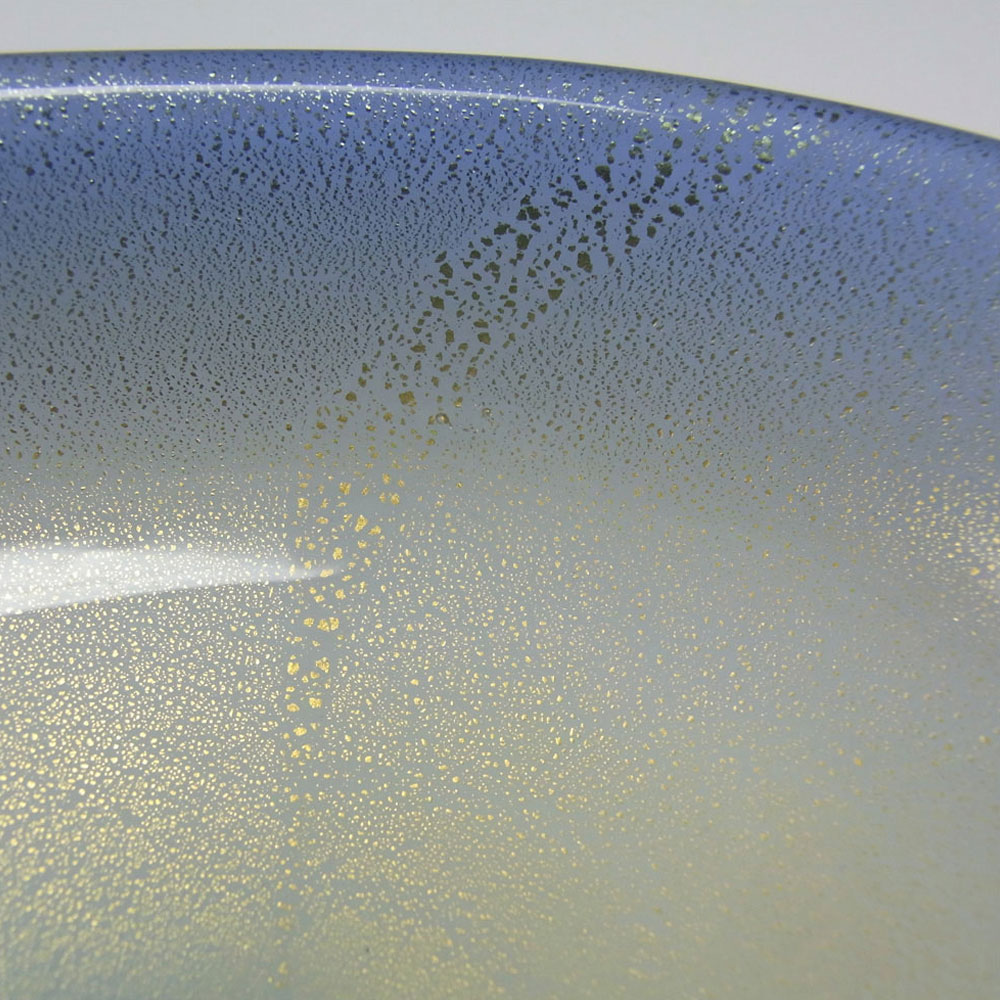 Murano Opalescent White Lattimo Glass + Gold Leaf Bowl - Click Image to Close