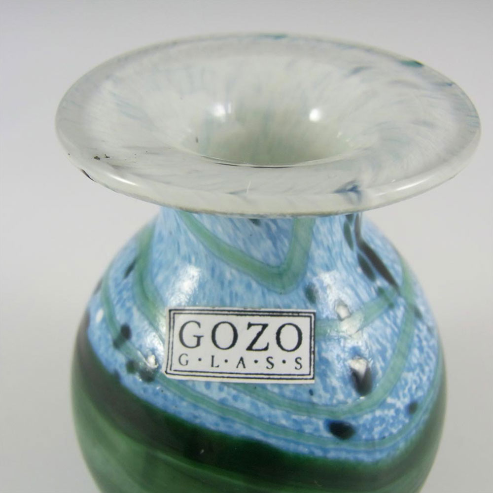 Gozo Maltese Glass 'Seaweed' Vase - Signed + Labelled - Click Image to Close