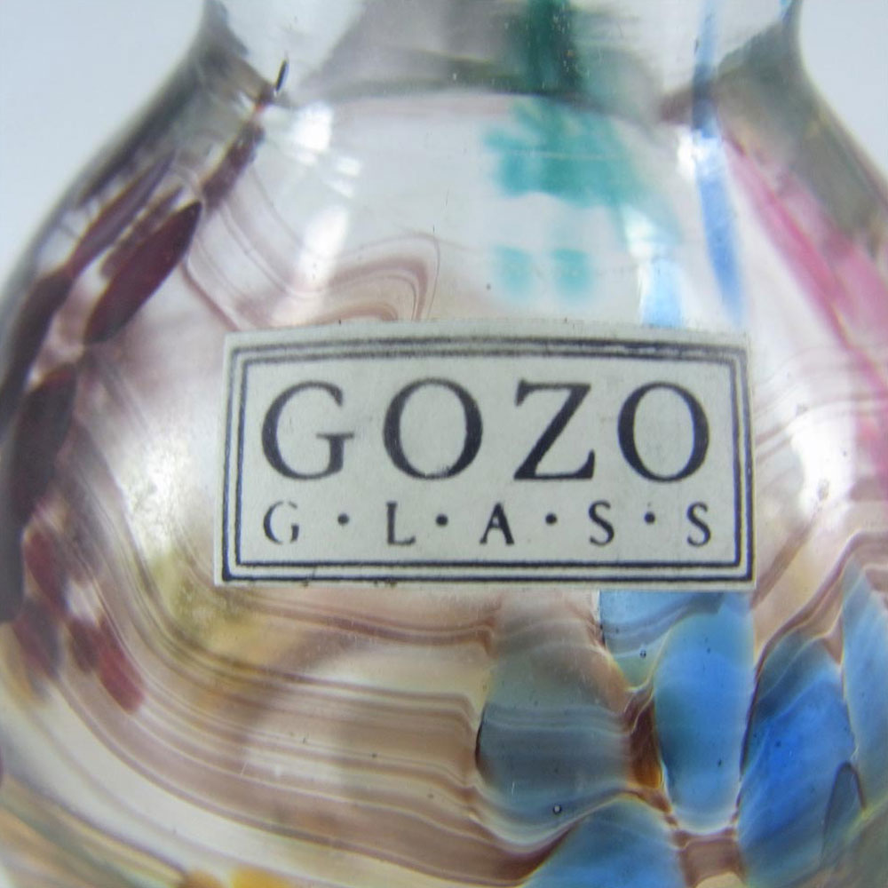Gozo Maltese Glass Spots + Stripes Vase - Signed + Labelled - Click Image to Close