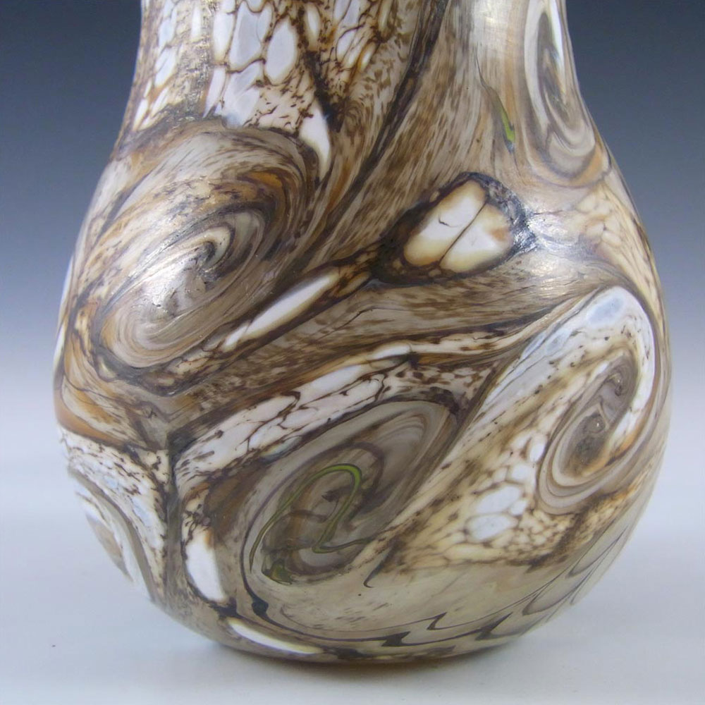 (image for) Gozo Maltese Marbled Brown Glass 'Stone' Vase - Signed - Click Image to Close