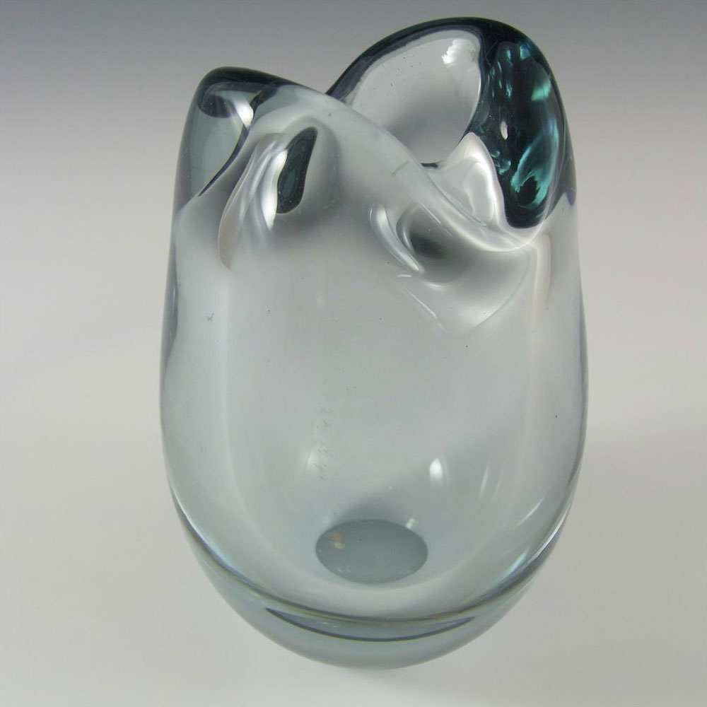 (image for) Holmegaard 'Torskemund' Blue Glass Vase by Per Lutken - Signed - Click Image to Close
