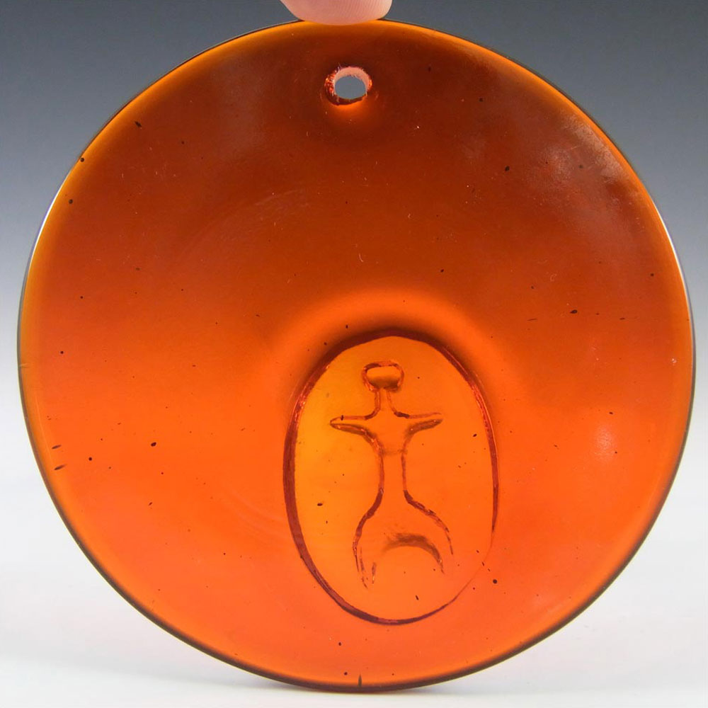 (image for) Holmegaard Jacob E. Bang Orange Glass 'Figur' Suncatcher - Click Image to Close