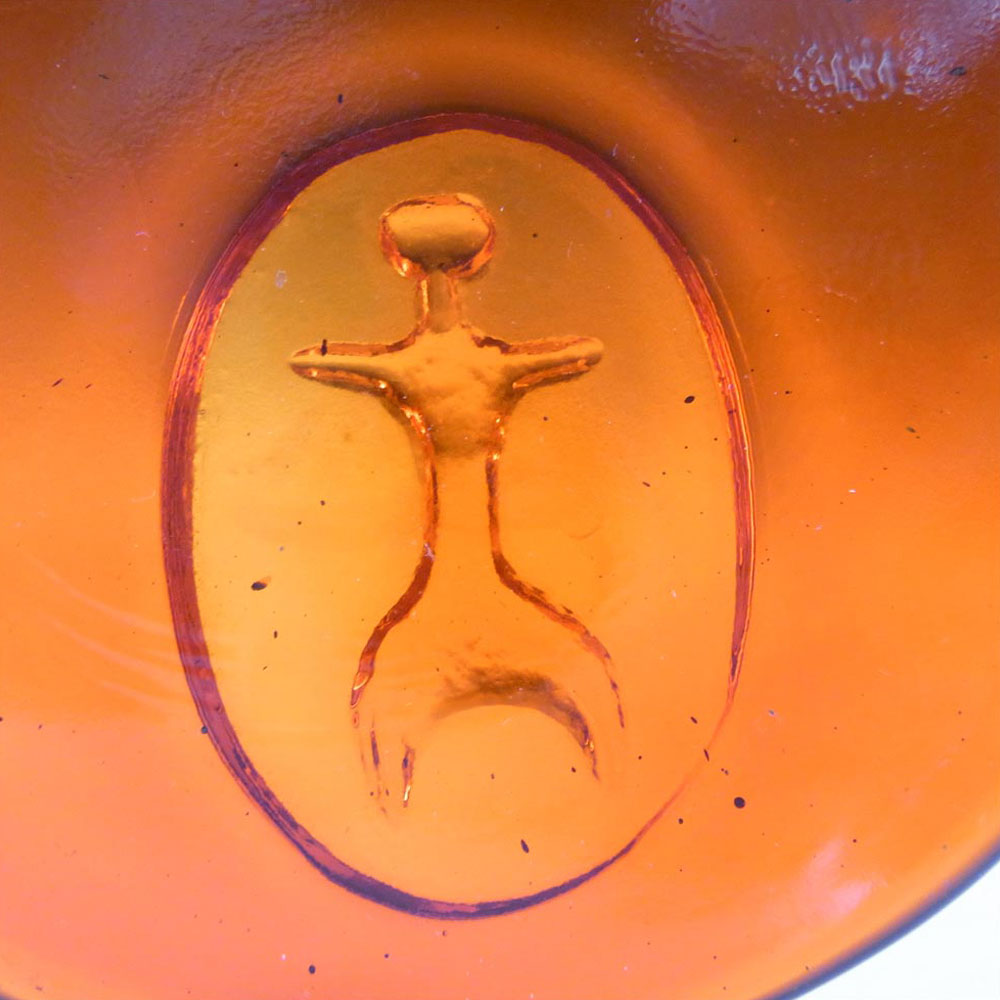 Holmegaard Jacob E. Bang Orange Glass 'Figur' Suncatcher - Click Image to Close
