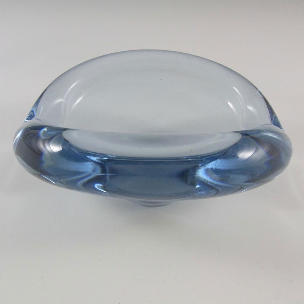 Holmegaard #17199 Per Lutken 'Akva' Blue Glass Bowl - Signed - Click Image to Close