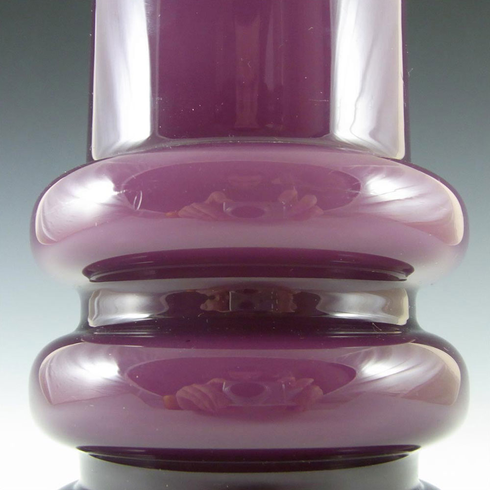 (image for) Scandinavian Vintage Purple Cased Glass Hooped 9" Vase - Click Image to Close