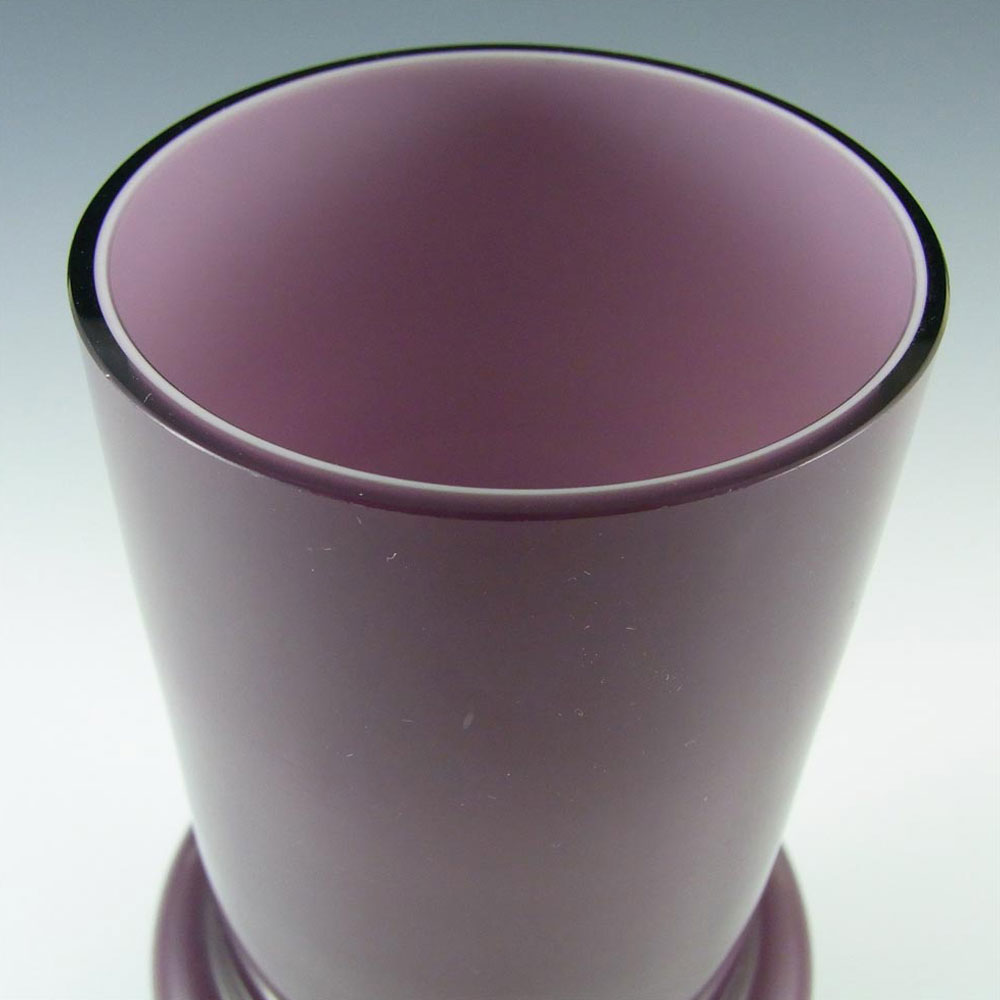 (image for) Scandinavian Vintage Purple Cased Glass Hooped 9" Vase - Click Image to Close