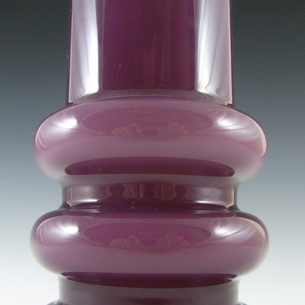(image for) Scandinavian Vintage Purple Cased Glass Hooped 8" Vase - Click Image to Close