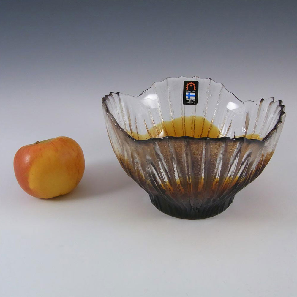 (image for) Humppila Amber Glass Bowl by Pertti Santalahti - Labelled - Click Image to Close