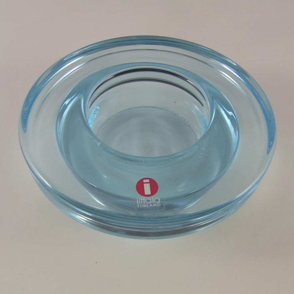 (image for) Iittala Blue Glass 'Halo' Candle Votive/Bowl - Labelled - Click Image to Close