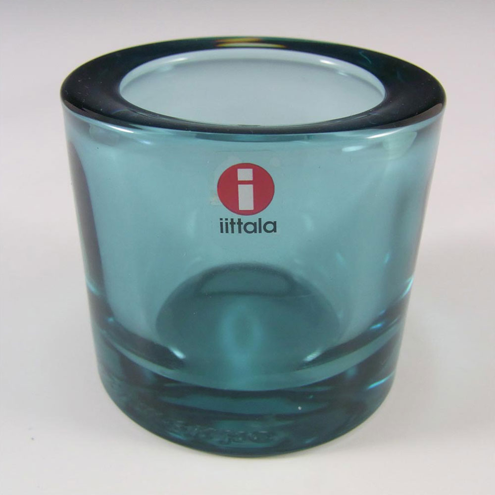 Iittala Turquoise Glass Heikki Orvola 'Kivi' Candle Votive - Click Image to Close