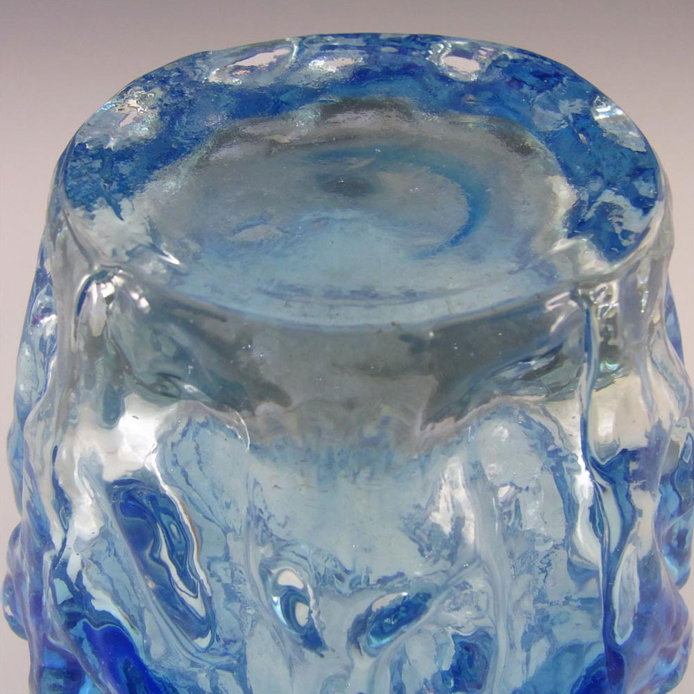 (image for) Ingrid/Ingridglas 1970's Blue Glass Bark Textured Vase - Click Image to Close