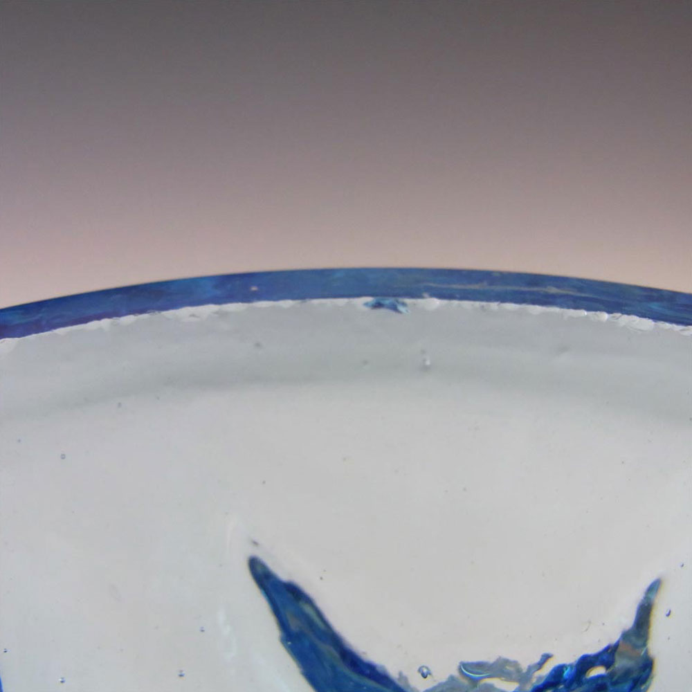 Ingrid/Ingridglas 1970's Blue Glass Bark Textured Vase - Click Image to Close
