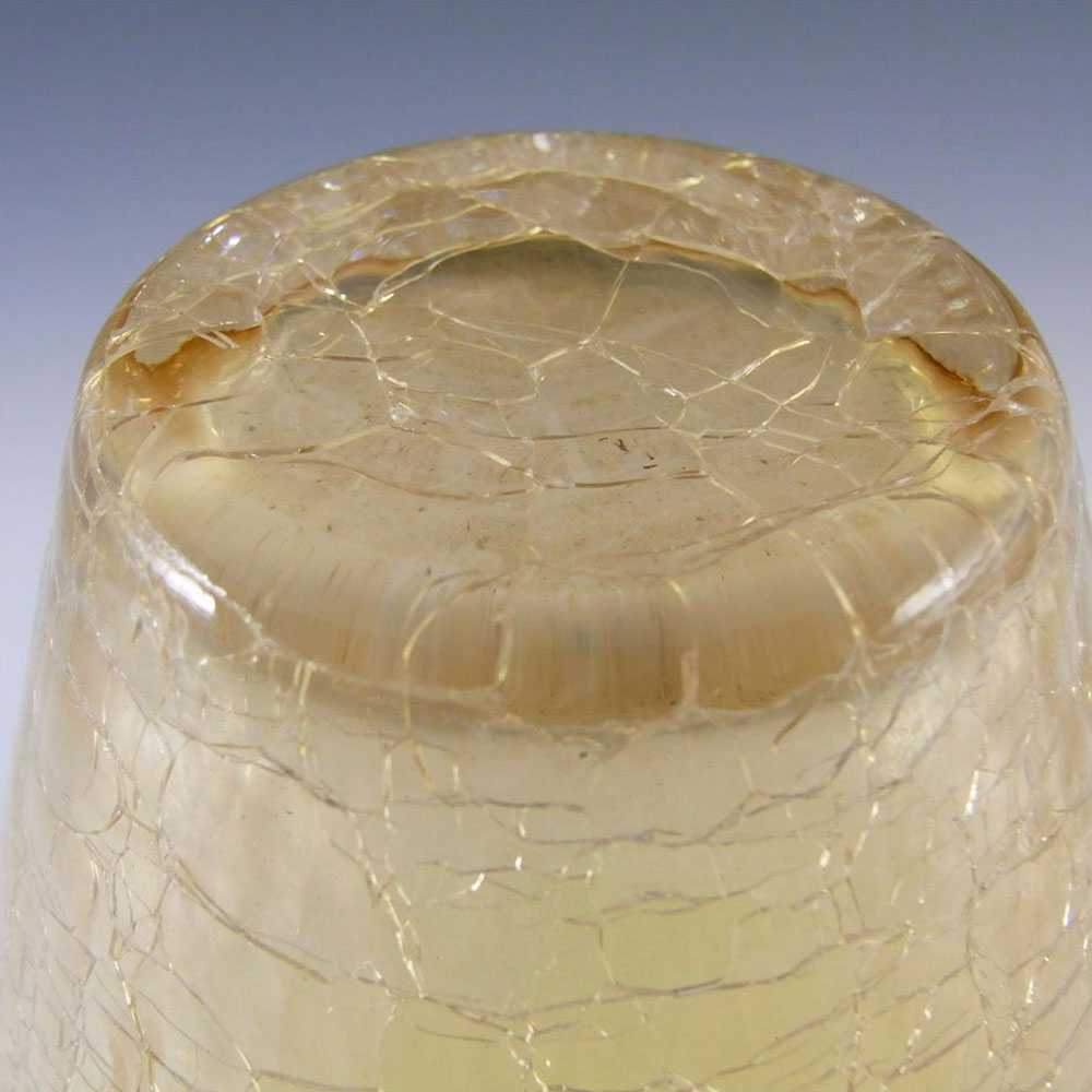 (image for) Ingrid/Ingridglas Amber 'Crackle' Glass Vase - Labelled - Click Image to Close