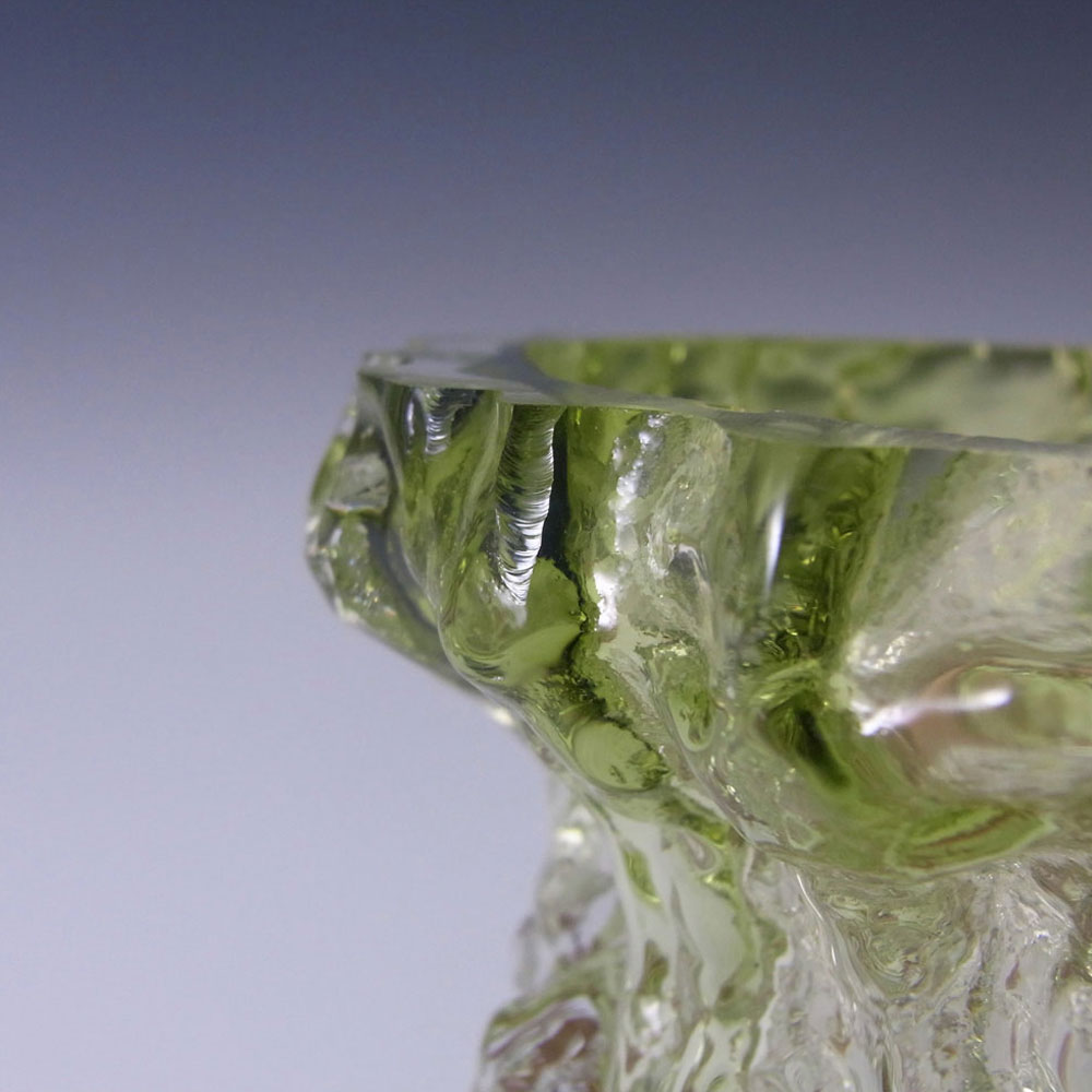 (image for) Ingrid/Ingridglas 1970's Green Glass Bark Textured Vase - Click Image to Close