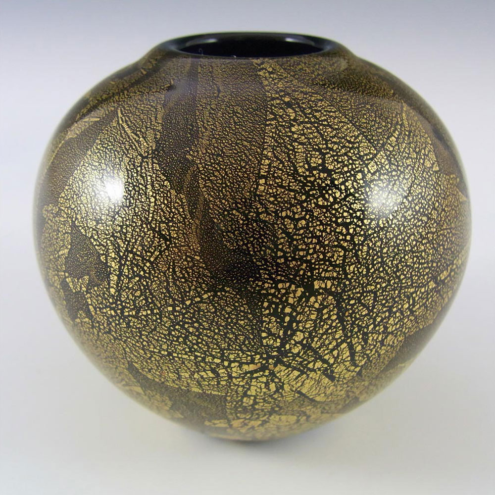 Isle of Wight Studio/Harris 'Azurene Gold' Glass Vase - Click Image to Close