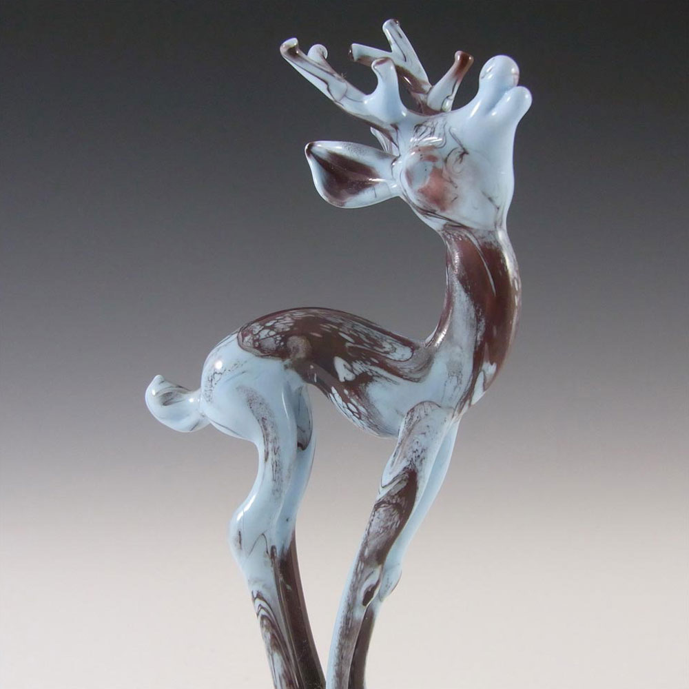 Istvan Komaromy 1950's Figural Blue Glass Stag Sculpture - Click Image to Close