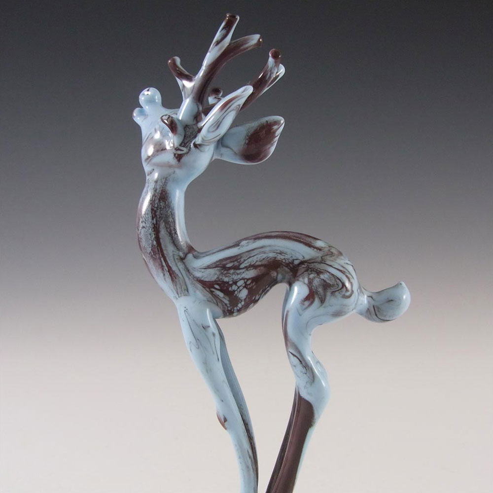 Istvan Komaromy 1950's Figural Blue Glass Stag Sculpture - Click Image to Close