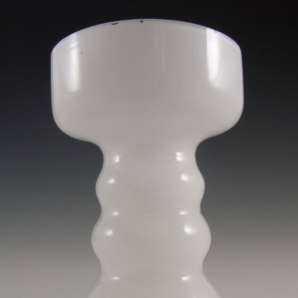 Swedish / Scandinavian Style White Cased Hooped Glass Vase - Click Image to Close