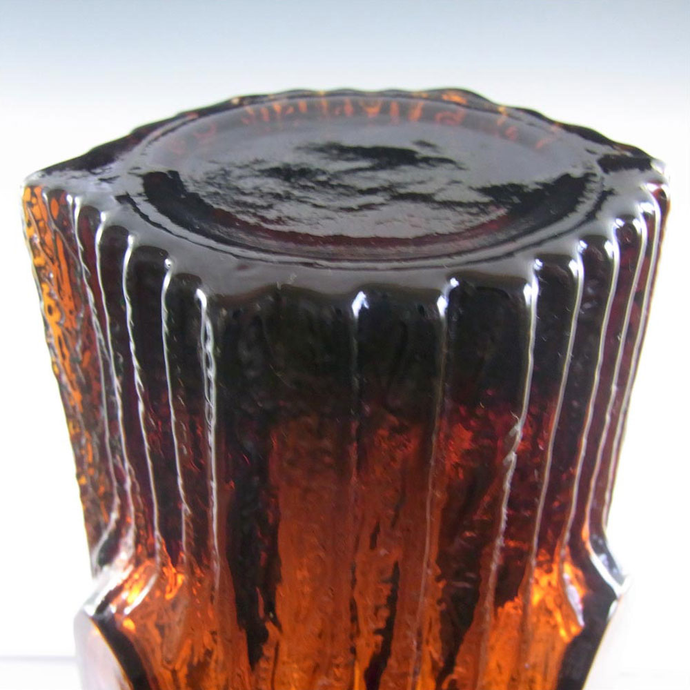 Japanese "My Lady" Bark Textured Amber Glass Vase - Click Image to Close