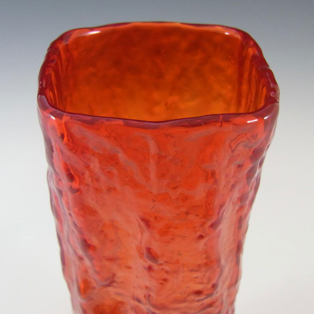 (image for) Japanese Bark Textured Red Cased Glass Vase - Click Image to Close