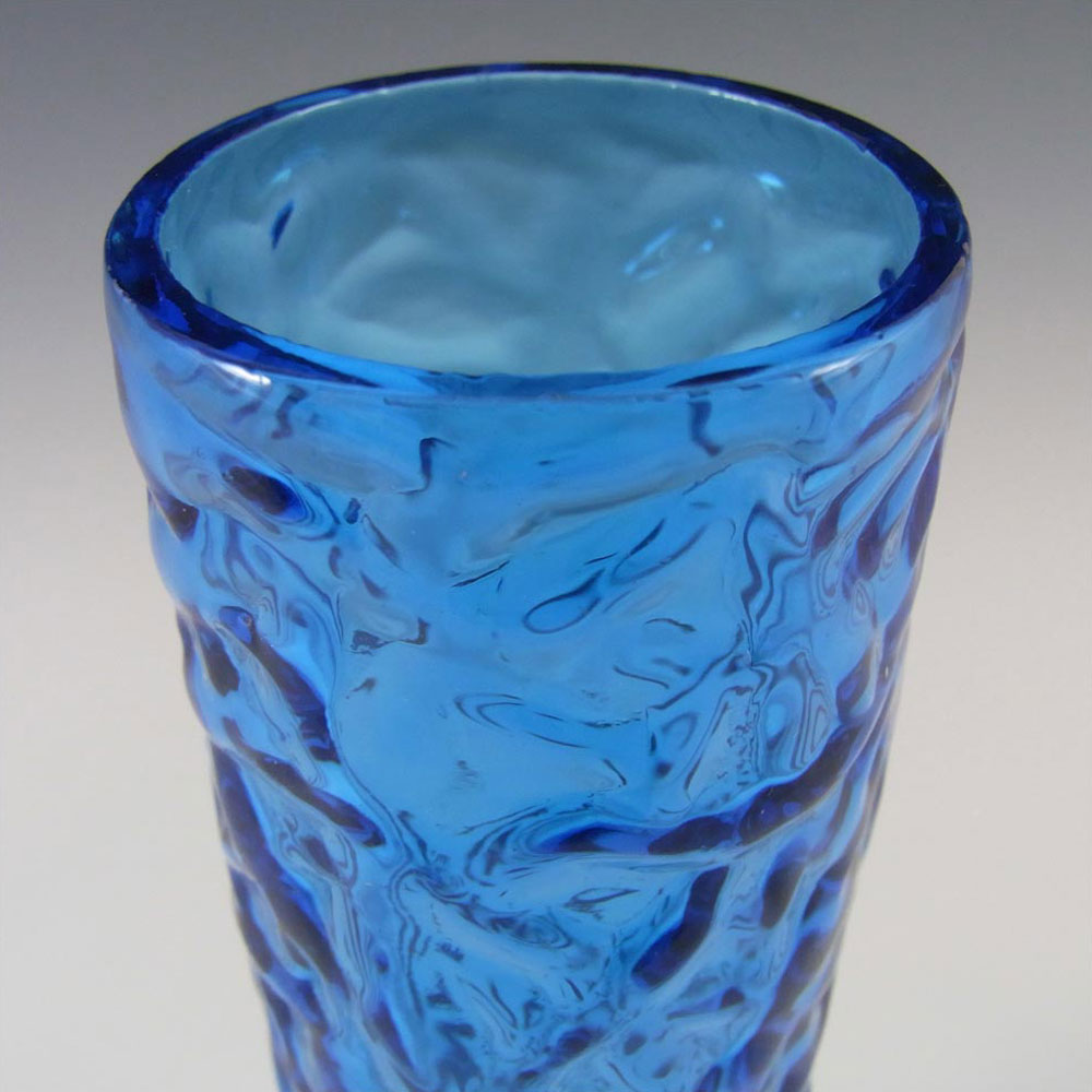 Tajima Japanese "Best Art Glass" Textured Blue Cased Glass Vase - Click Image to Close