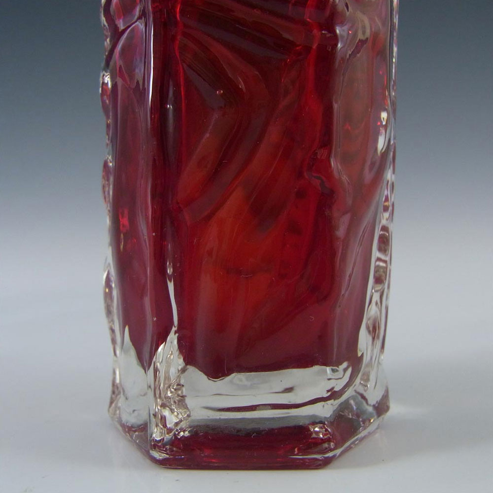 (image for) Tajima Japanese "Best Art Glass" Textured Red Cased Glass Vase - Click Image to Close