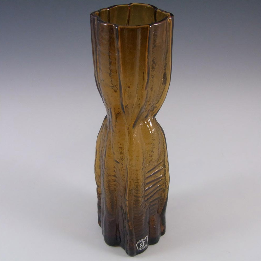 (image for) Lindshammar Swedish Amber Textured Glass Vase - Labelled - Click Image to Close