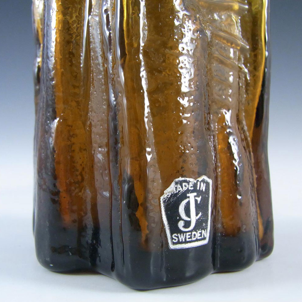 (image for) Lindshammar Swedish Amber Textured Glass Vase - Labelled - Click Image to Close