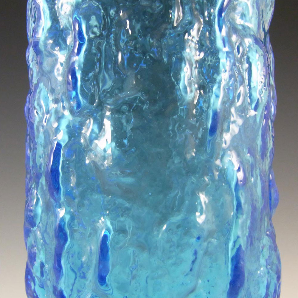 (image for) JC Swedish Blue Glass Bark Textured Vase - Labelled - Click Image to Close