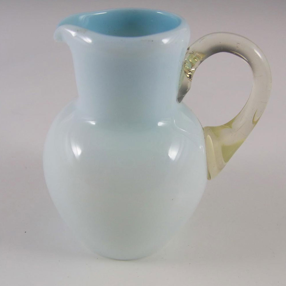 (image for) Victorian Opaque Custard Glass Blue & Ivory Cased Creamer/Jug - Click Image to Close