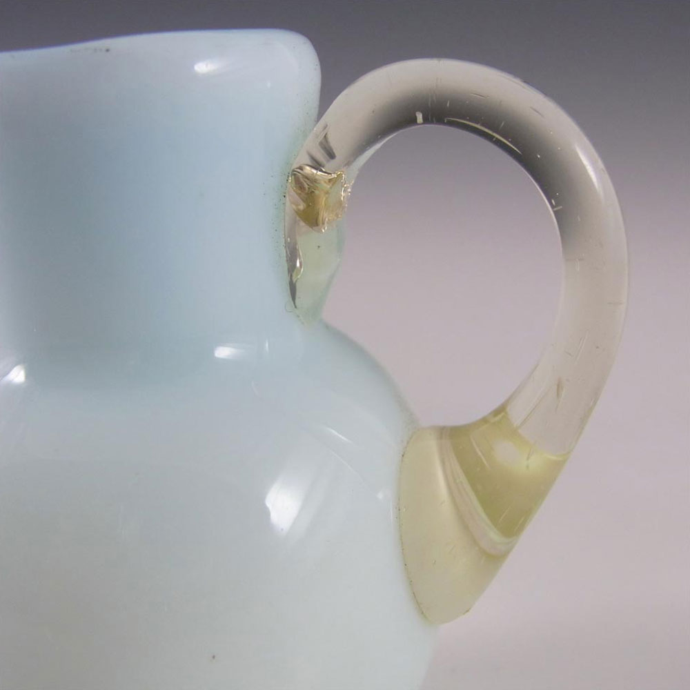 Victorian Opaque Custard Glass Blue & Ivory Cased Creamer/Jug - Click Image to Close