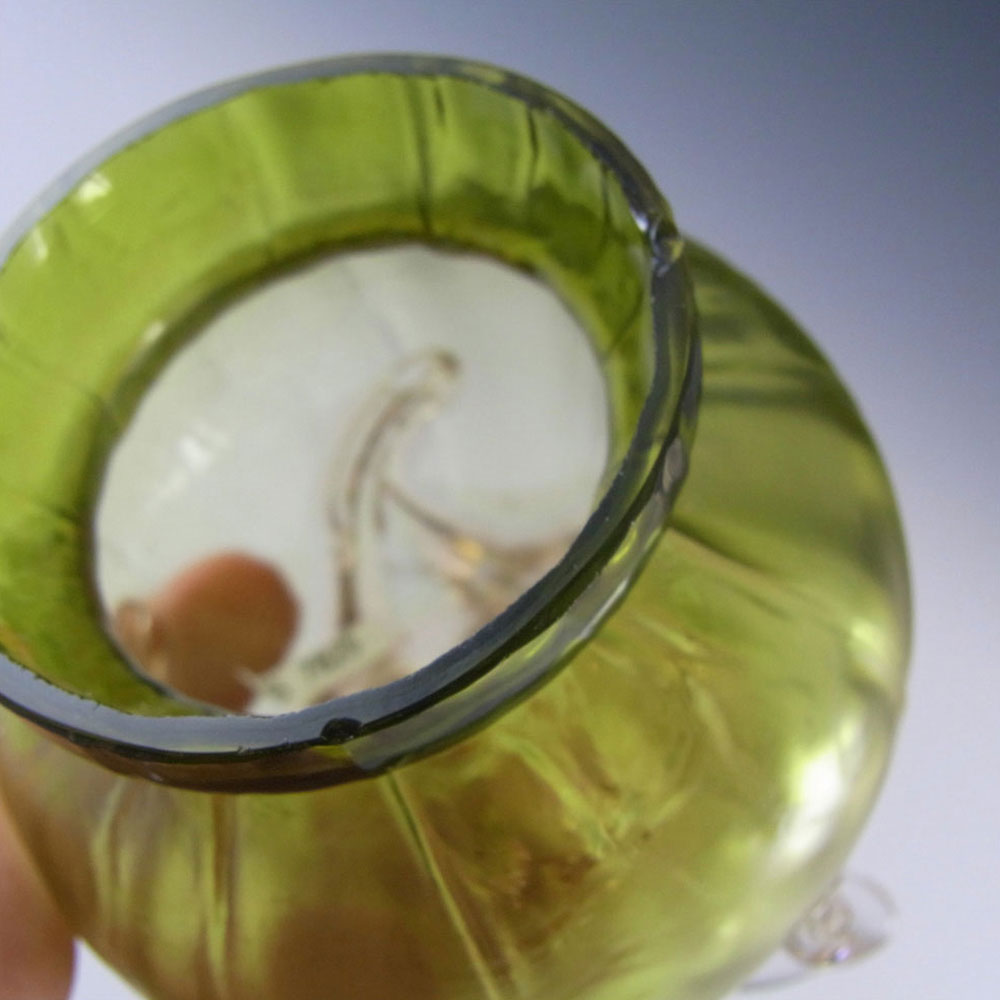 (image for) Kralik Art Nouveau 1900's Iridescent Green Glass Vase - Click Image to Close