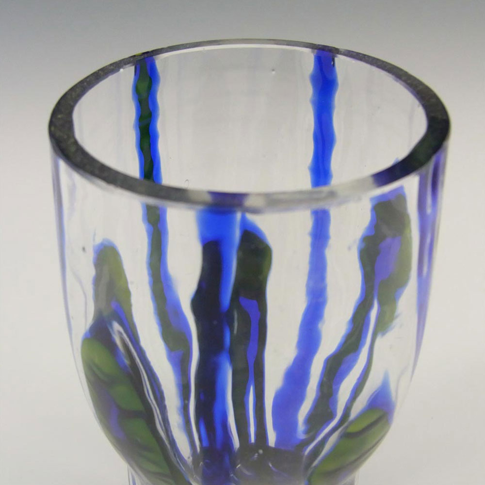 Kralik Art Deco Green + Blue Glass 'Bambus' Vase - Click Image to Close