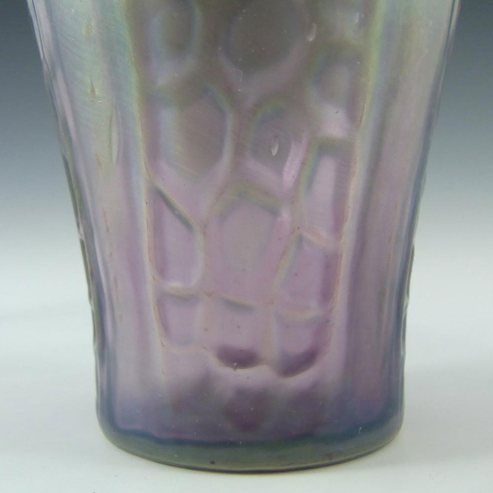 Kralik Art Nouveau 1900's Iridescent Purple Glass Vase - Click Image to Close