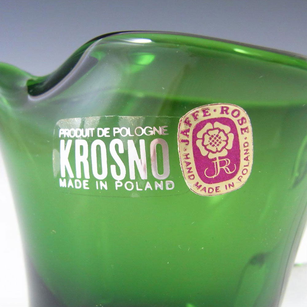 (image for) Krosno/Jaffe Rose Polish Green Glass Jug - Labelled - Click Image to Close