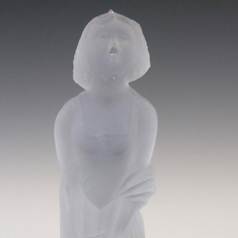 Müller & Co 'September Morn' Art Deco Blue Glass Lady Figurine - Click Image to Close