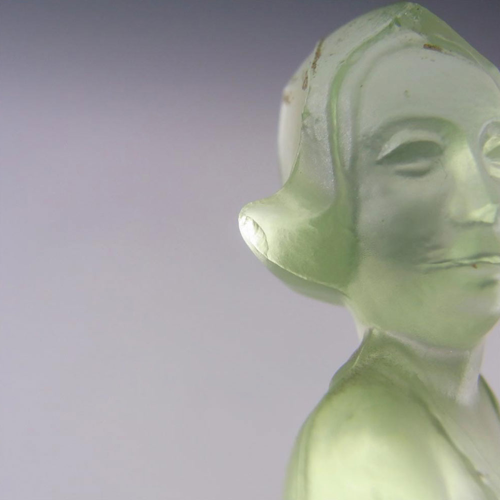 (image for) Walther Art Deco Uranium Glass Holländerin Lady Figurine - Click Image to Close