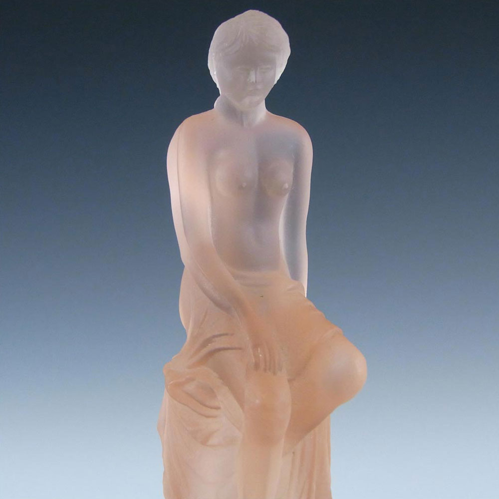 (image for) Sowerby Art Deco Pink Glass Seated Nude Lady Figurine - Click Image to Close